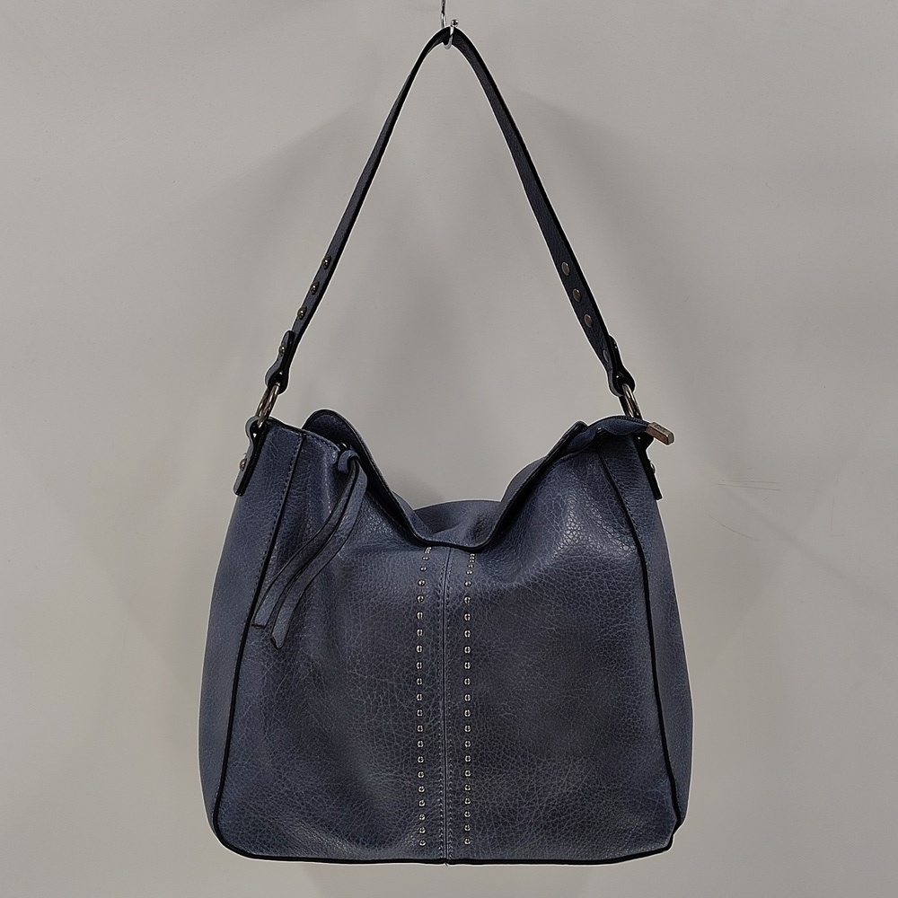 Montana West Hobo Bag Jean Blue Vegan Leather Metal Stud Accents NWOT
